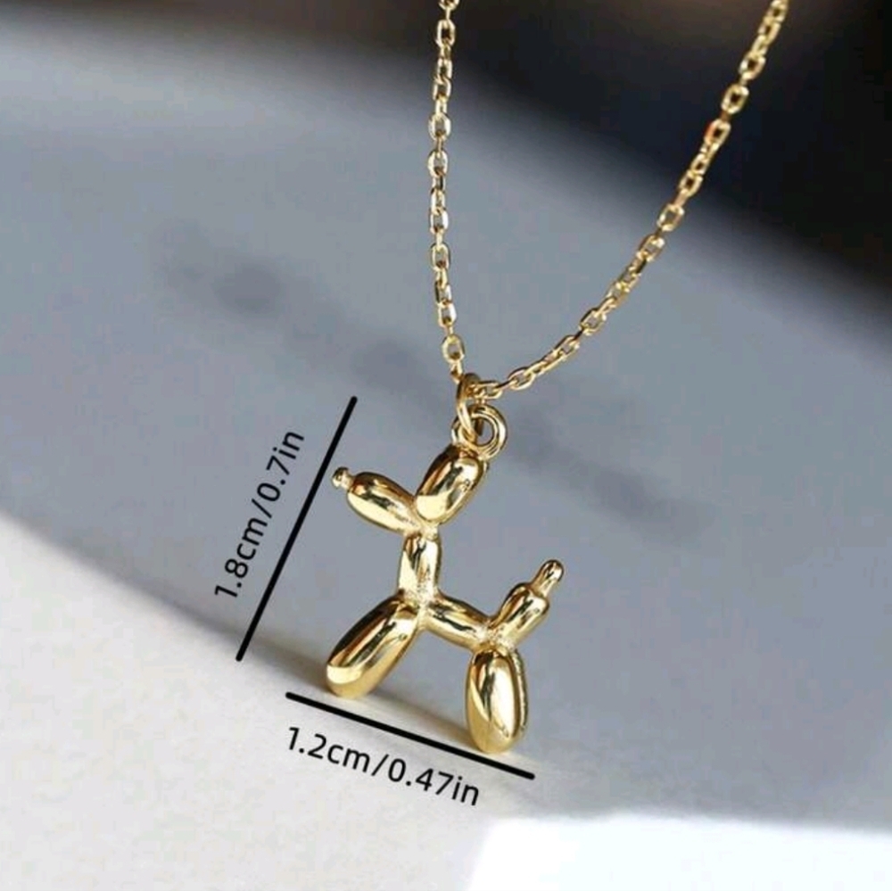 Golden Balloon Dog Necklace - Picture 2 of 3